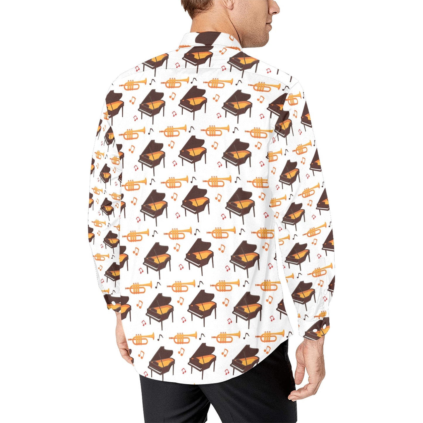 Piano Print Design LKS406 Men's Long Sleeve Dress Shirt