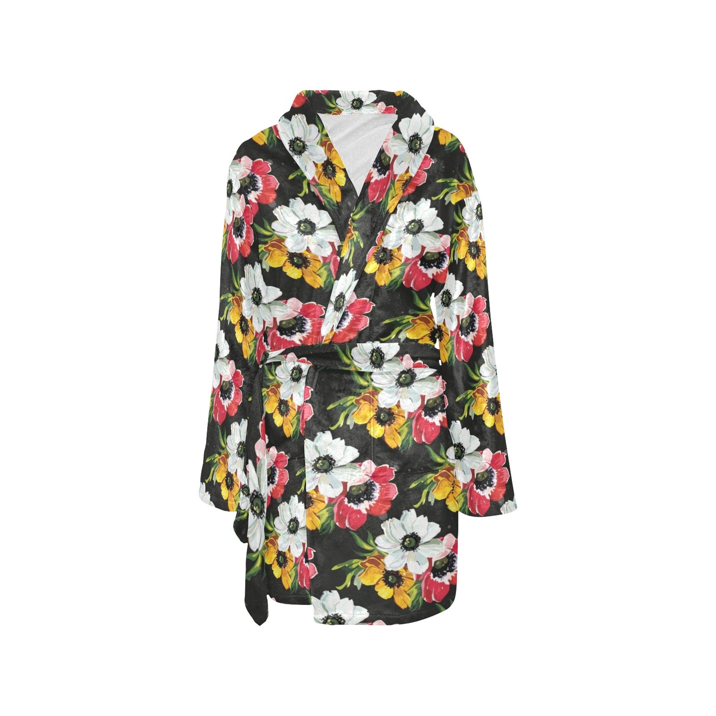Anemone Pattern Print Design AM07 Women's Fleece Robe