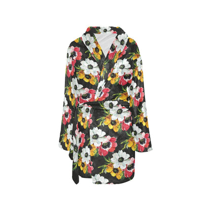 Anemone Pattern Print Design AM07 Women's Fleece Robe