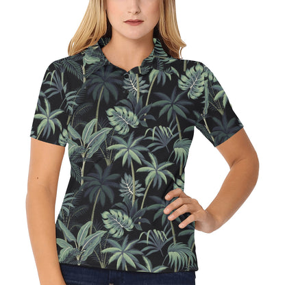 Rainforest Pattern Print Design RF02 Women's Polo Shirt