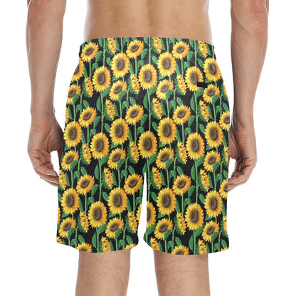 Sunflower Realistic Print Pattern Men's Swim Trunks Beach Shorts
