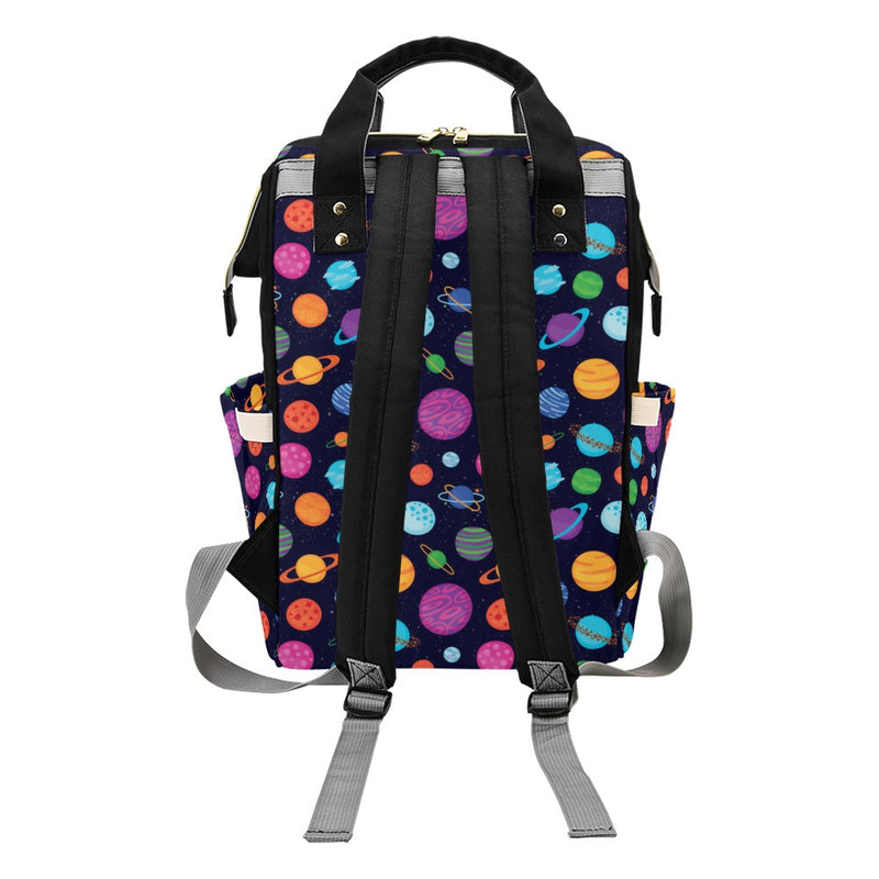 Planet Multicolor Print Design LKS302 Diaper Bag Backpack