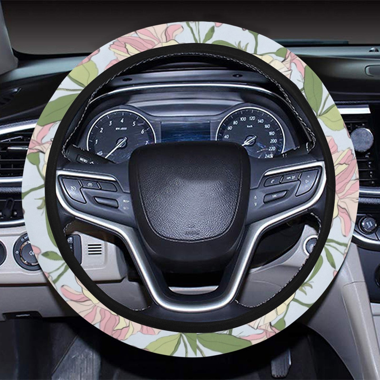 Sweet Pea Print Design LKS304 Steering Wheel Cover with Elastic Edge