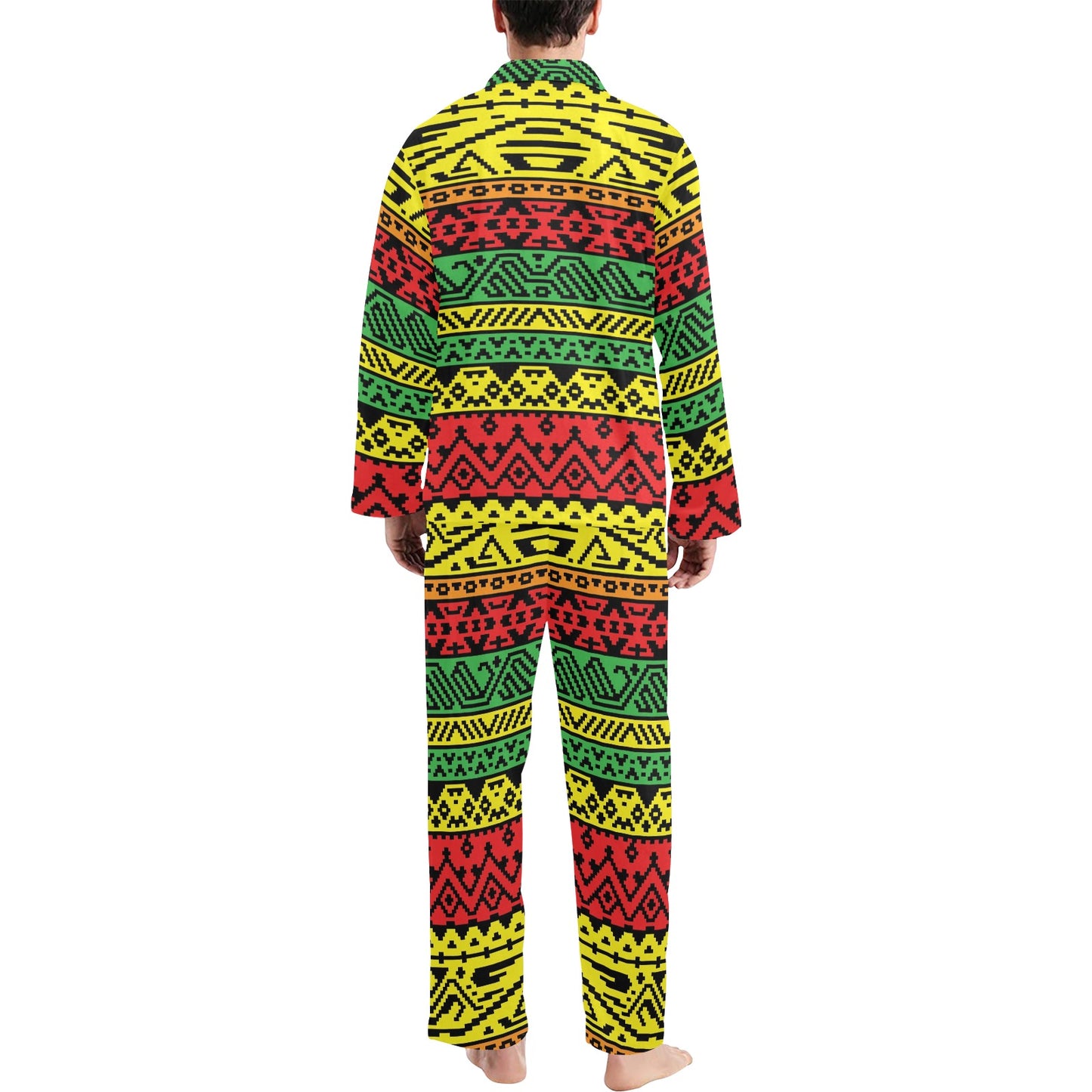 Rastafarian Pattern Print Design A02 Men's Long Pajama Set