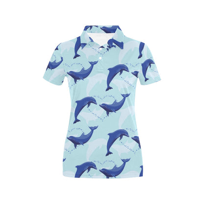 Dolphin Heart Pattern Women's Polo Shirt