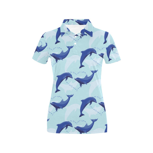 Dolphin Heart Pattern Women's Polo Shirt