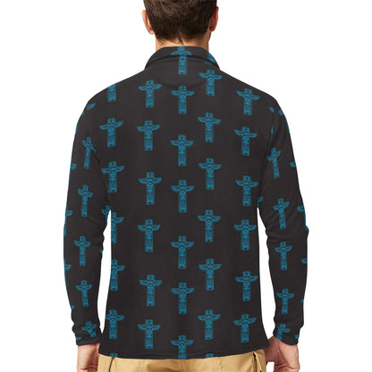 Totem Print Design LKS304 Long Sleeve Polo Shirt For Men's