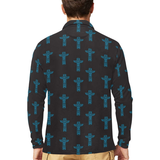 Totem Print Design LKS304 Long Sleeve Polo Shirt For Men's