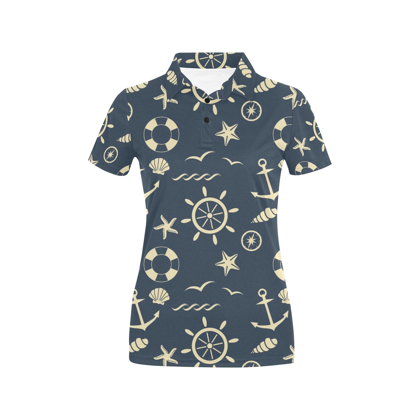 Nautical Pattern Print Design A01 Women's Polo Shirt