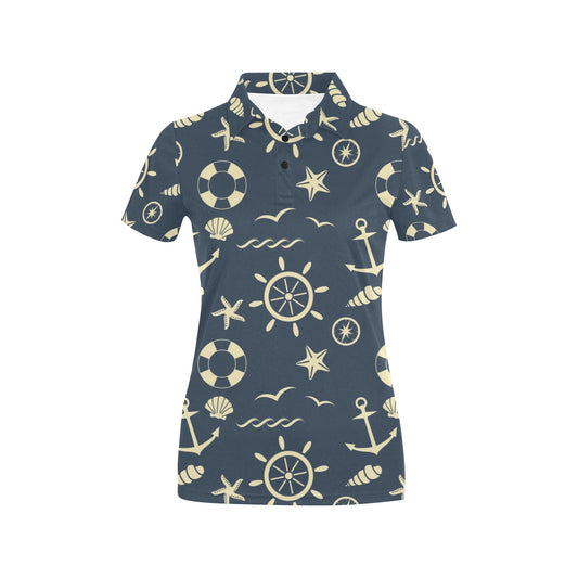 Nautical Pattern Print Design A01 Women's Polo Shirt