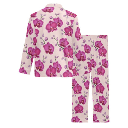 Orchid Purple Pattern Print Design OR04 Men's Long Pajama Set