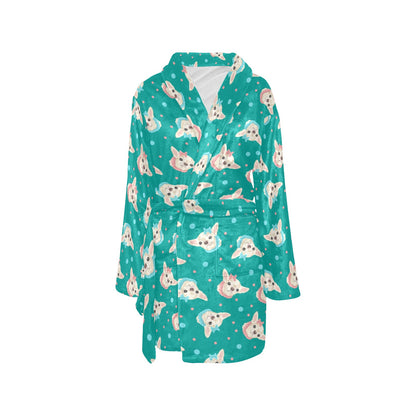 Chihuahua Polka Dot Pattern Women's Fleece Robe