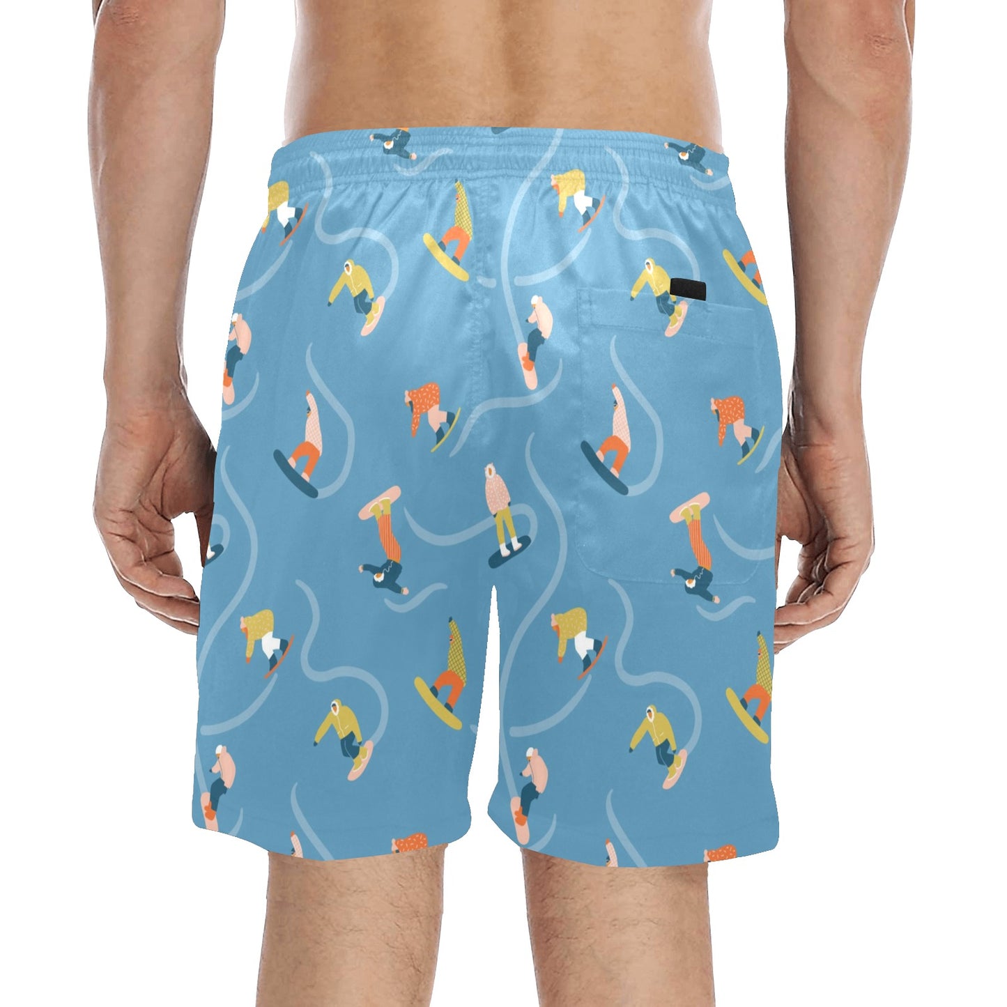 Snowboard Print Design LKS303 Men's Swim Trunks Beach Shorts