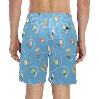 Snowboard Print Design LKS303 Men's Swim Trunks Beach Shorts