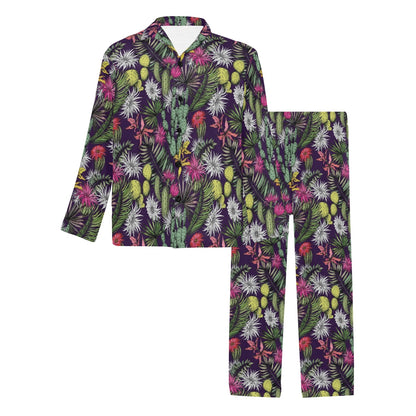 Cactus Pattern Print Design 08 Men's Long Pajama Set