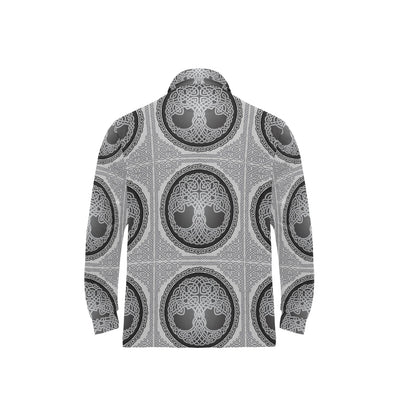 Celtic Tree of life Print Long Sleeve Polo Shirt For Men's