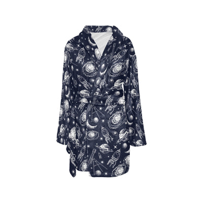 Space Rocket Print Design LKS301 Women's Fleece Robe