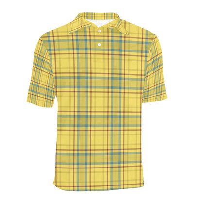 Tartan Yellow Print Design LKS301 Men Polo Shirt