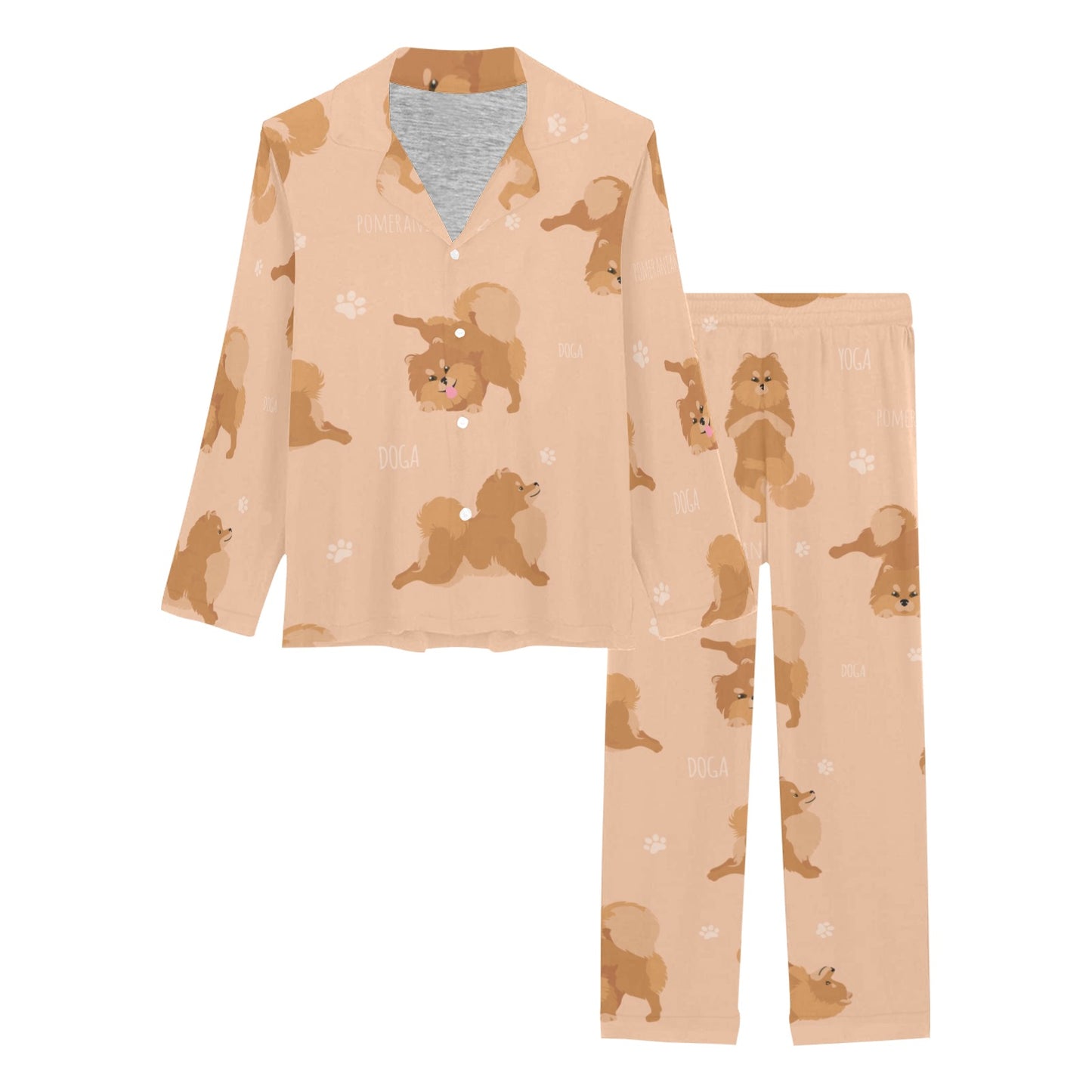 Pomeranians Pattern Print Design A06 Women's Long Pajama Set
