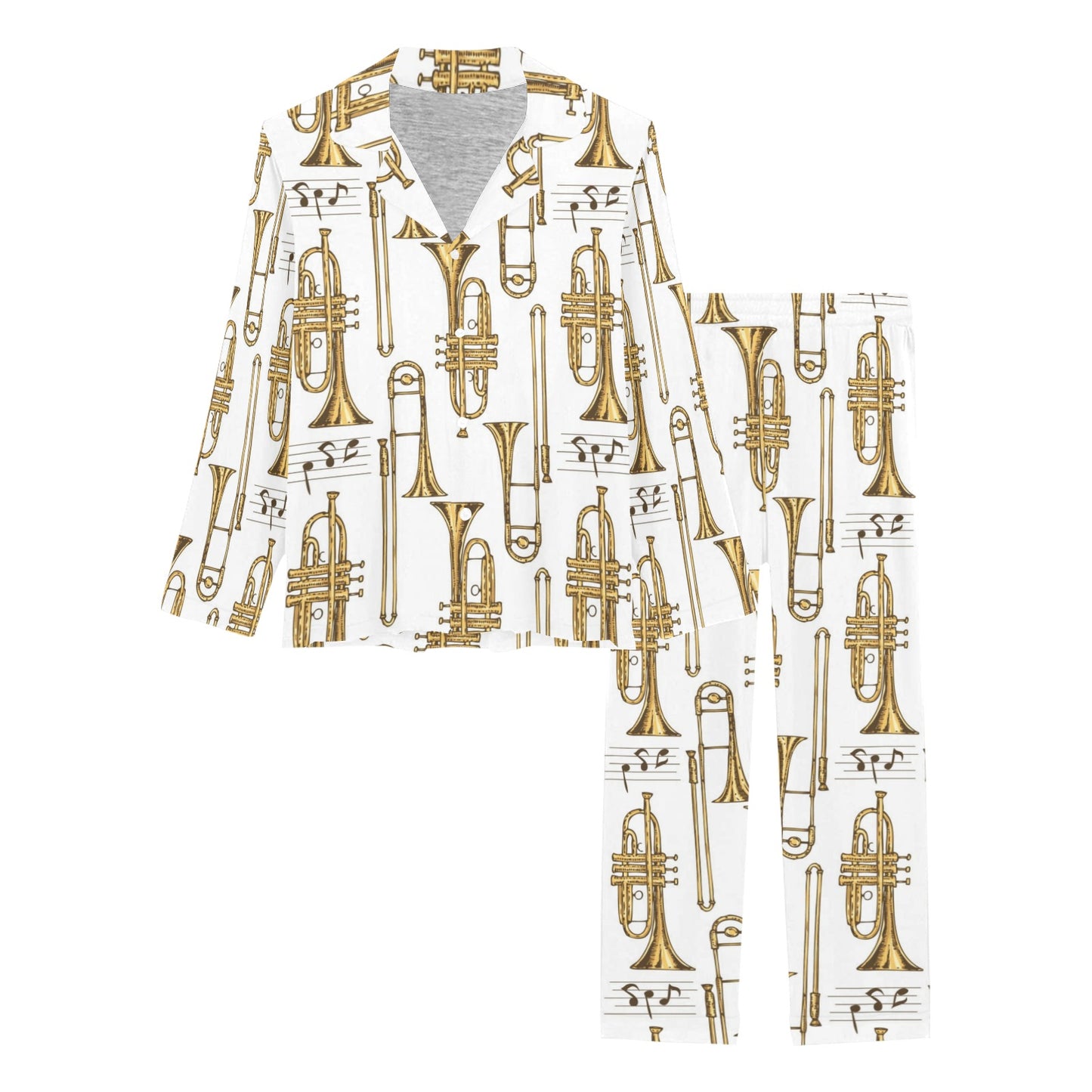 Trombone Pattern Print Design 04 Women's Long Pajama Set