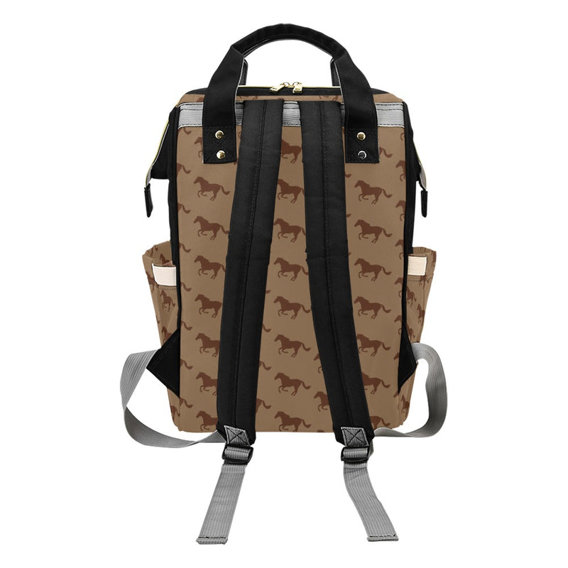 Horse Brown Print Design LKS307 Diaper Bag Backpack