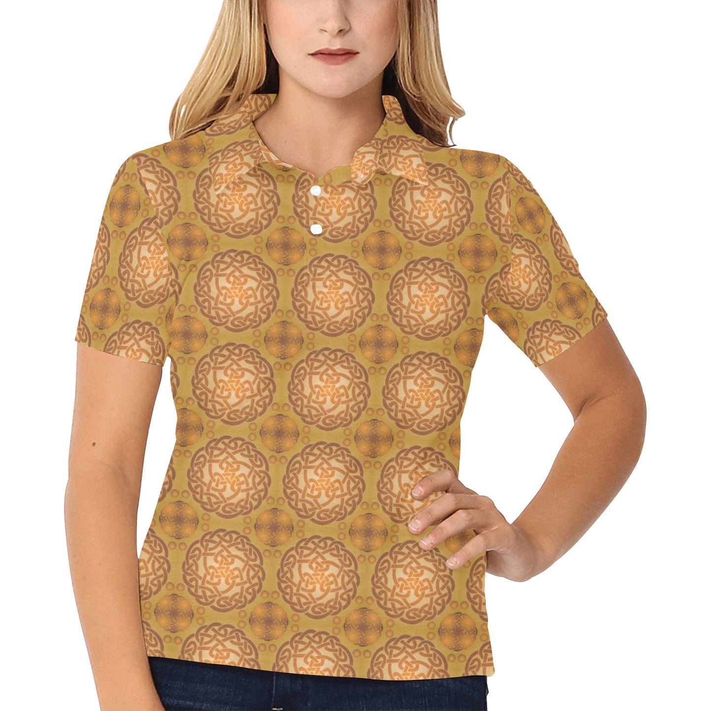Celtic Pattern Print Design 01 Women's Polo Shirt