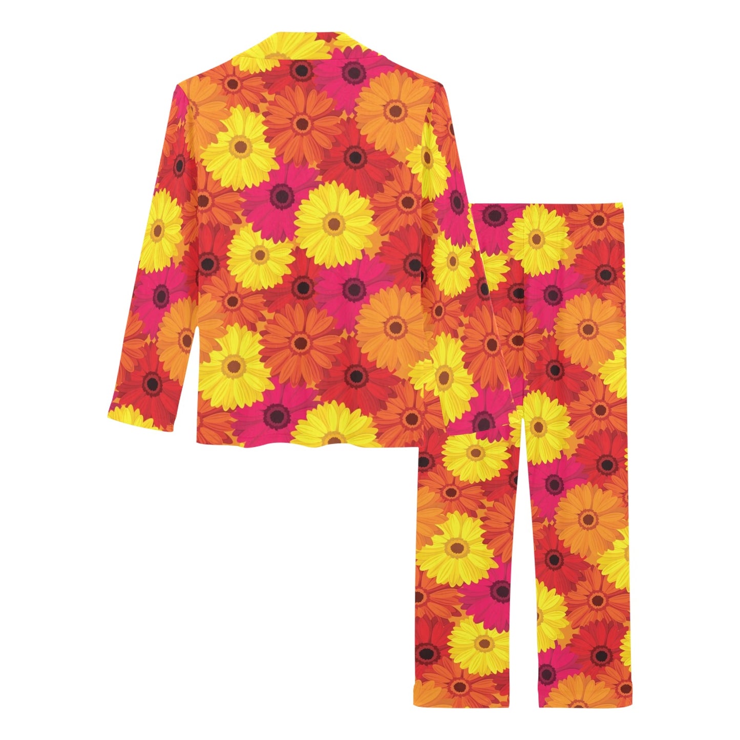 Gerberas Pattern Print Design GB05 Women's Long Pajama Set