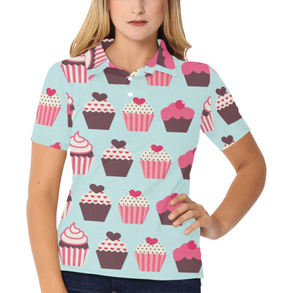 CupCake Print Pattern Women's Polo Shirt