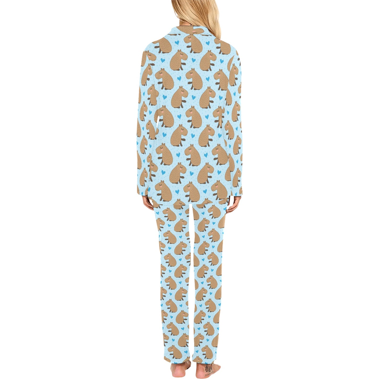 Capybara Pattern Print Design 01 Women's Long Pajama Set