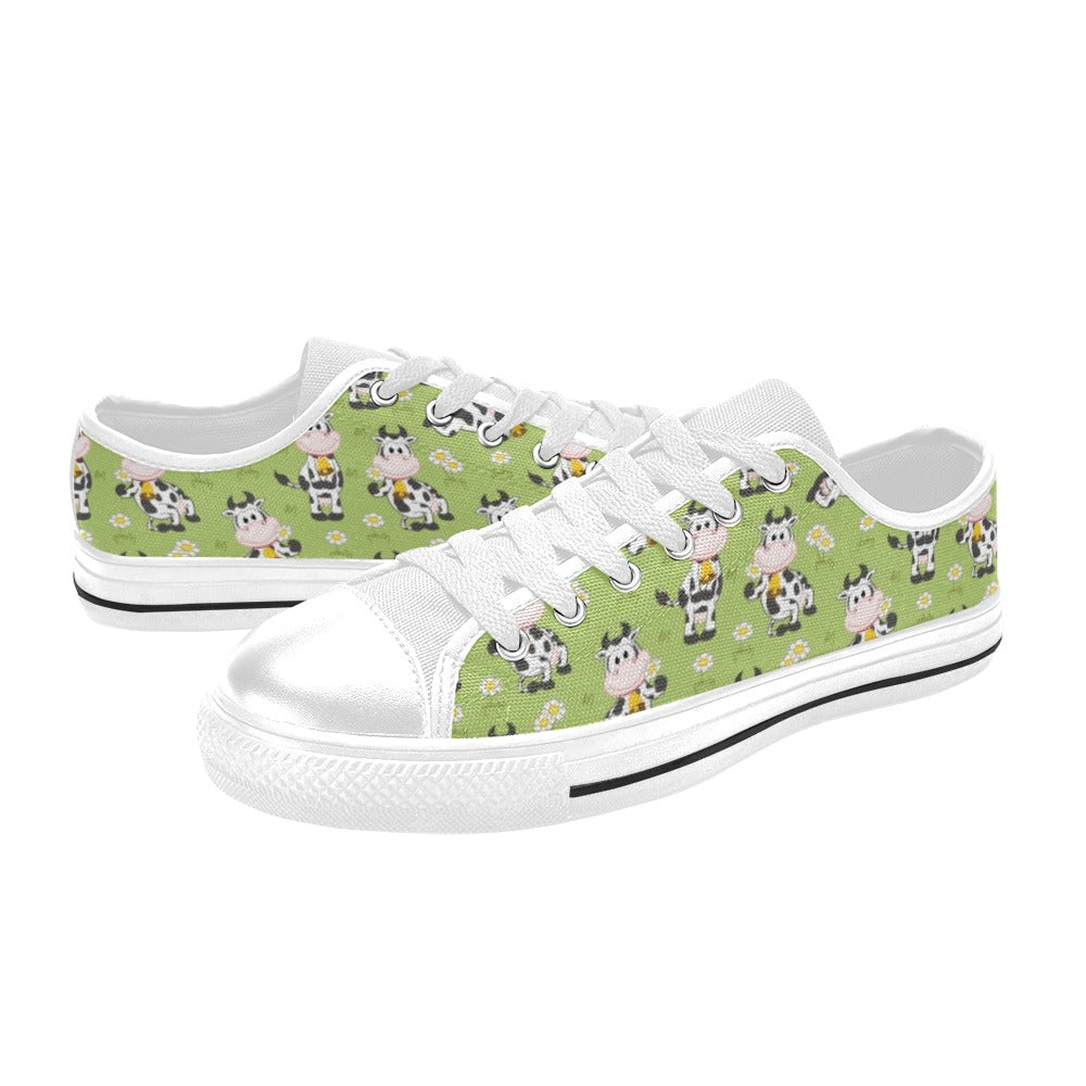 Cattle Print Design LKS401 Women's White Low Top Shoes