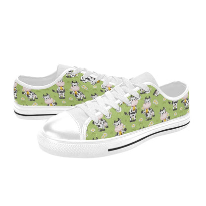 Cattle Print Design LKS401 Women's White Low Top Shoes