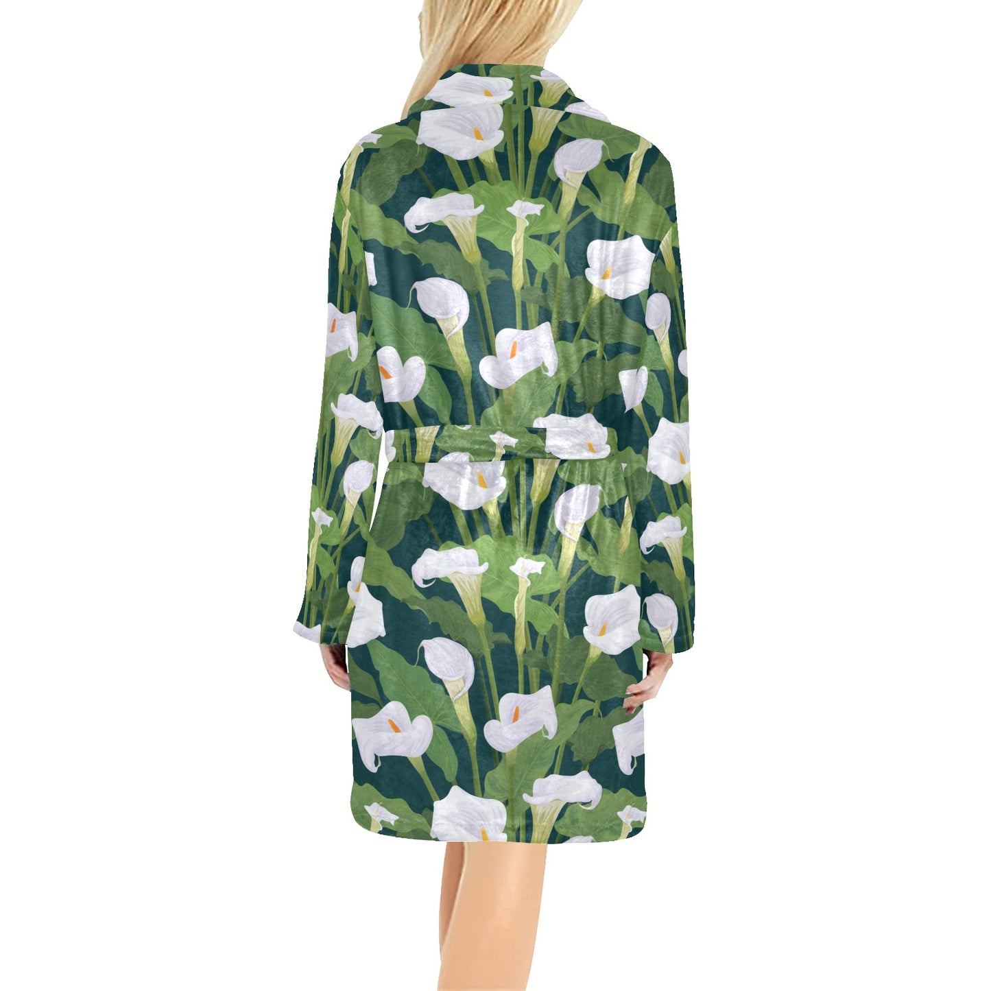 Lily Pattern Print Design 04 Women's Fleece Robe