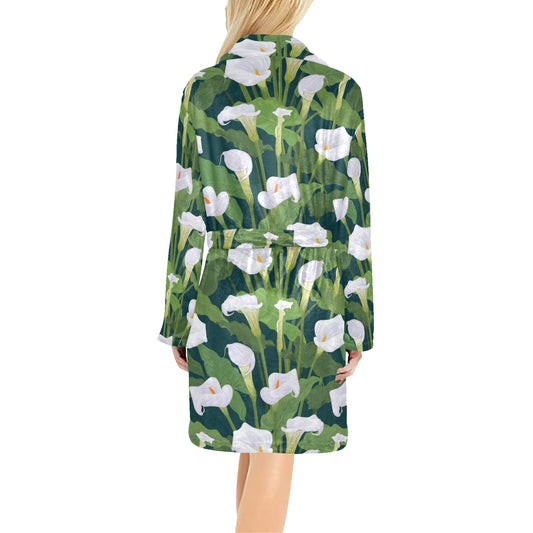 Lily Pattern Print Design 04 Women's Fleece Robe