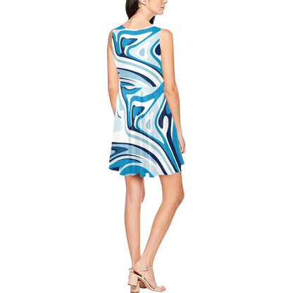 Liquid Pattern Print Design 05 Sleeveless Dress