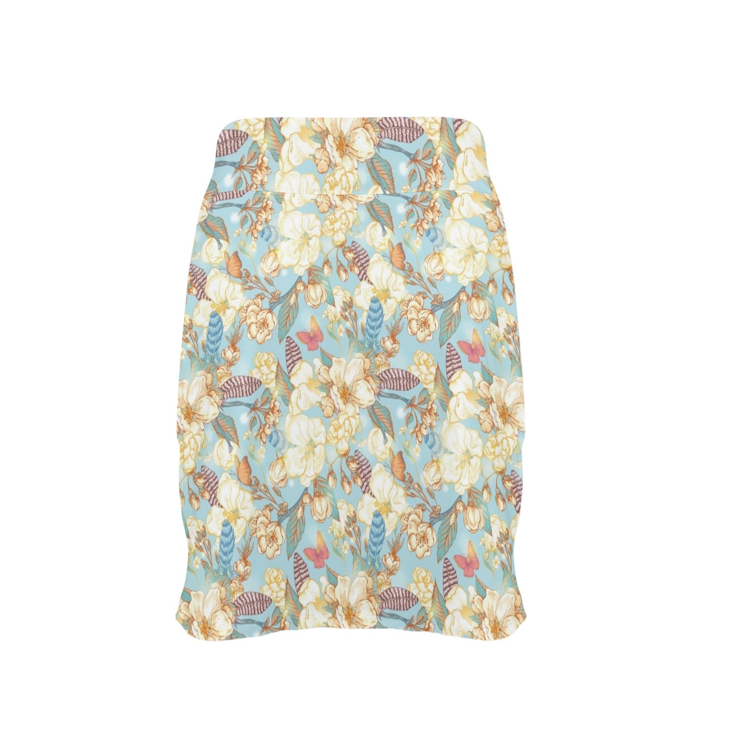 Summer Floral Print Design LKS302 17" Golf & Pickleball Skort with Pockets