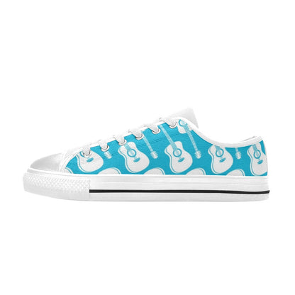 Acoustic Guitar Print Design LKS404 Women's White Low Top Shoes
