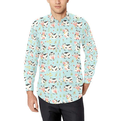 Cattle Print Design LKS403 Men's Long Sleeve Dress Shirt