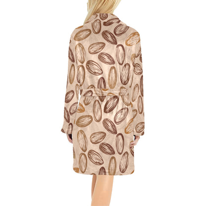 Almond Pattern Print Design 02 Women's Fleece Robe