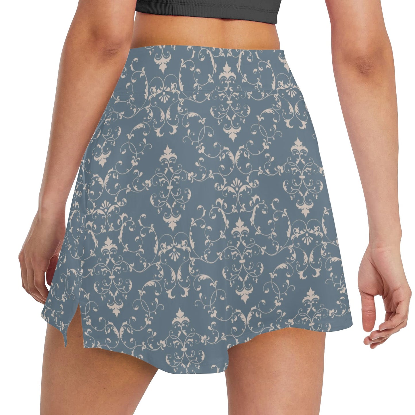 Damask Elegant Teal Print Pattern 17" Golf & Pickleball Skort with Pockets