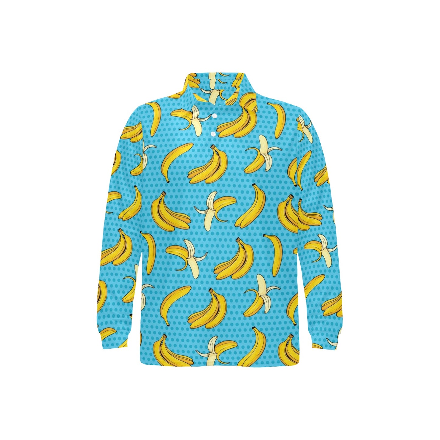 Banana Pattern Print Design BA08 Long Sleeve Polo Shirt For Men's