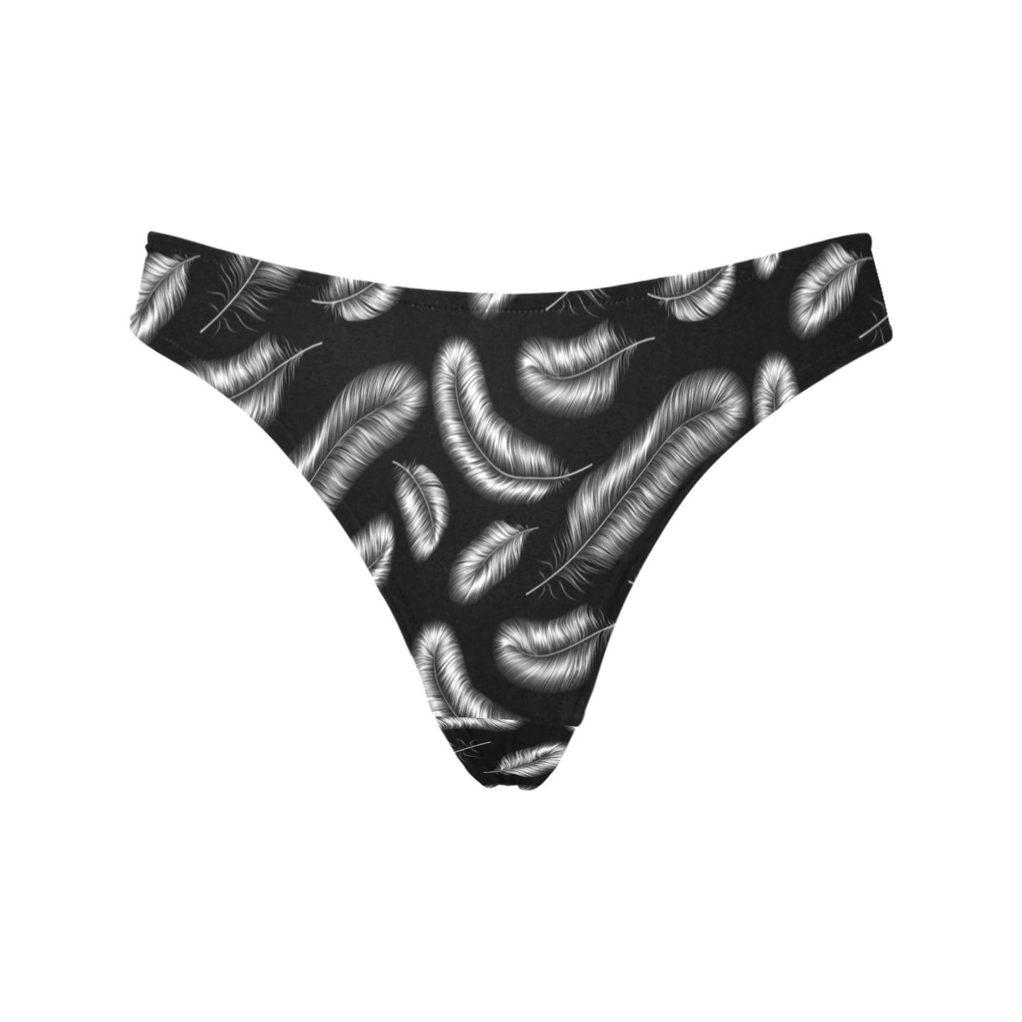 Feather Black White Design Print Women's Thongs