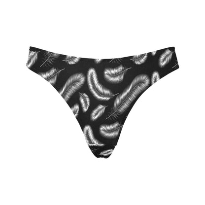 Feather Black White Design Print Women's Thongs
