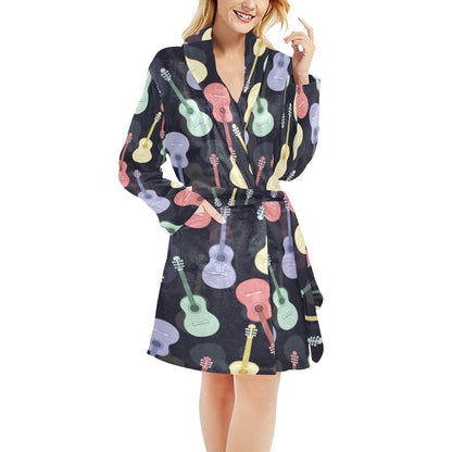 Acoustic Guitar Print Design LKS401 Women's Fleece Robe