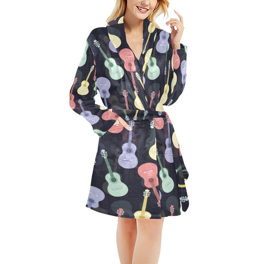 Acoustic Guitar Print Design LKS401 Women's Fleece Robe
