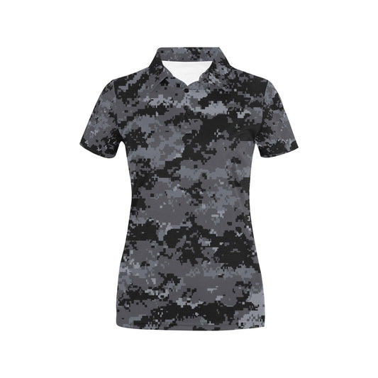 ACU Digital Black Camouflage Women's Polo Shirt