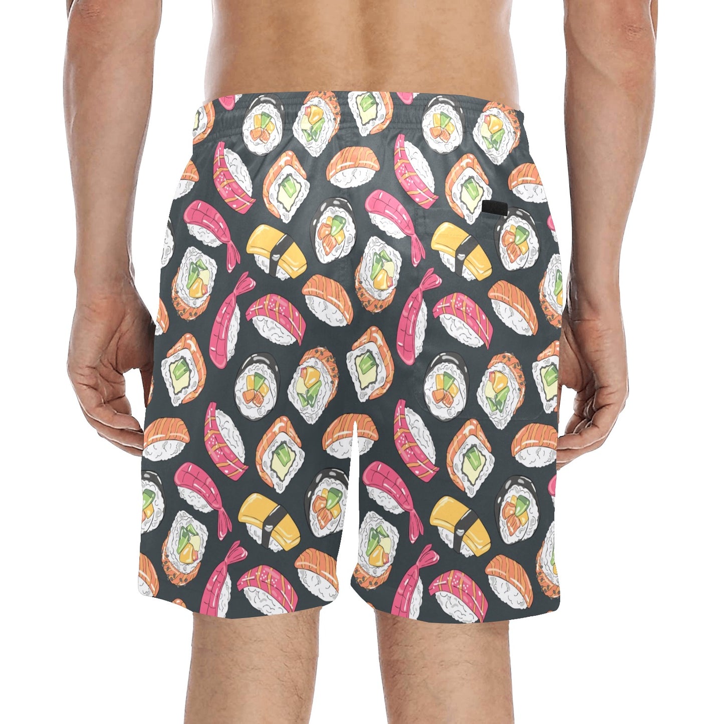 Sushi Print Design LKS306 Men's Swim Trunks Beach Shorts