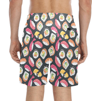 Sushi Print Design LKS306 Men's Swim Trunks Beach Shorts