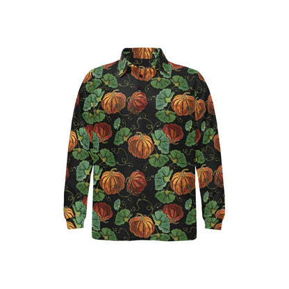 Pumpkin Pattern Print Design A02 Long Sleeve Polo Shirt For Men's