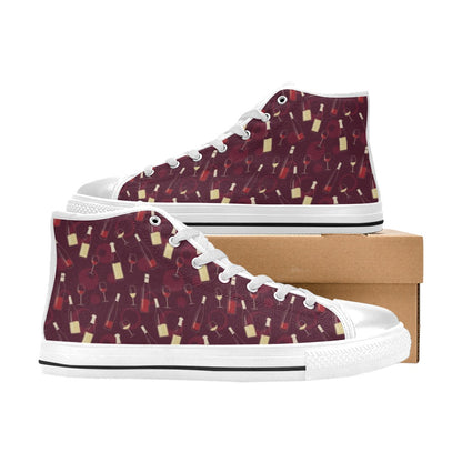 Wine Themed Print Design LKS302 Men's High Top Canvas Shoes