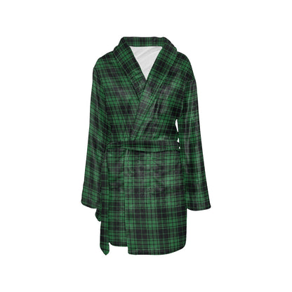 Green Tartan Plaid Pattern Women's Fleece Robe